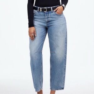 Madewell The Darted Barrel Leg Jean Blue Jeans Denim Horseshoe baggy like new